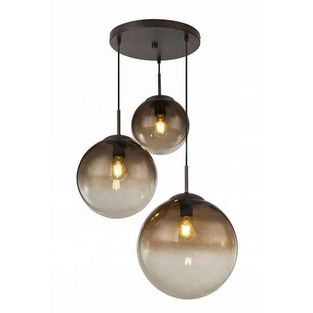 Hnědá závěsná lampa Varus s teplým leskem nad stolem Globo