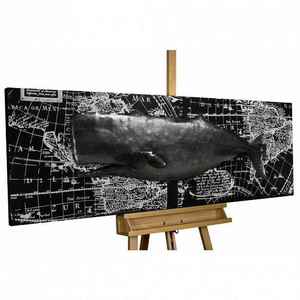 KUNSTLOFT KOVOVÝ OBRAZ POZOROVÁNÍ VELRYB, 144/44 CM