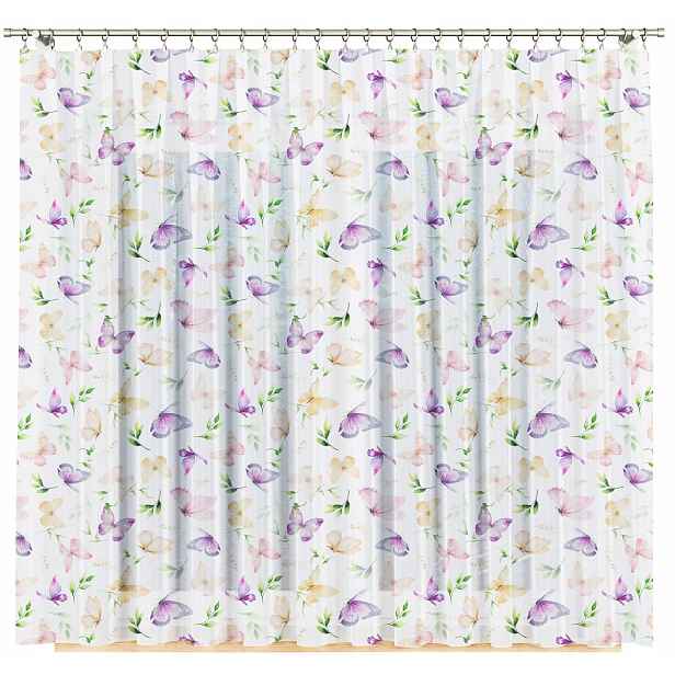 Motýlky Nelka vel 250 x 157 cm záclona voálová s lemem (s lemováním)