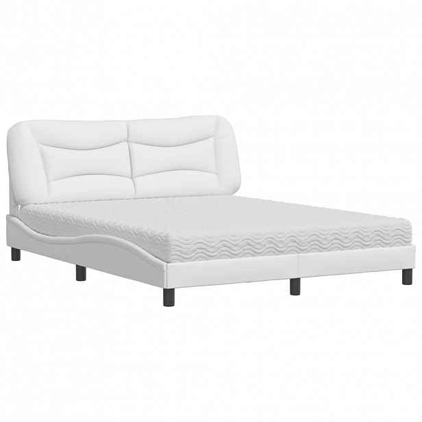 vidaXL Postel s matrací Hvar bílá 160 x 200 cm umělá kůže
