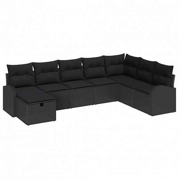 vidaXL Set pohovek 8 ks Černá polyratan