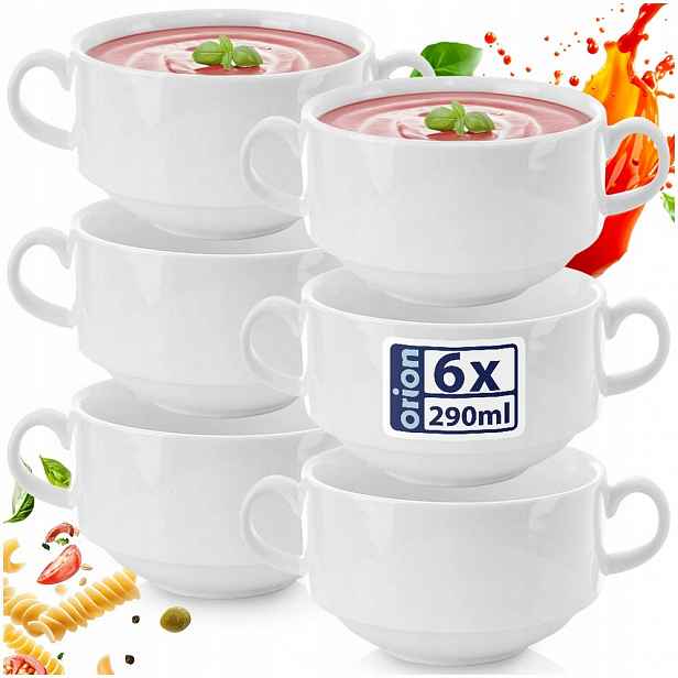 6 x miska Bulionówka miska na polévku guláš vločky s uchy 290 ml