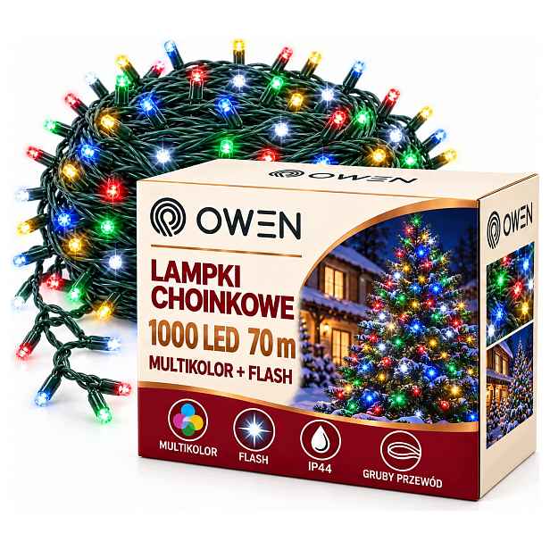 Vánoční osvětlení 1000 Led Barevné Multi Flash 70 m pro venkovní vánoční stromek