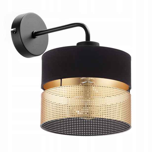Nástěnná Lampa Se Zástrčkou, Stínidlo S Dírkami, Zlatá, E27, Led, 20 CM, Nastavitelná