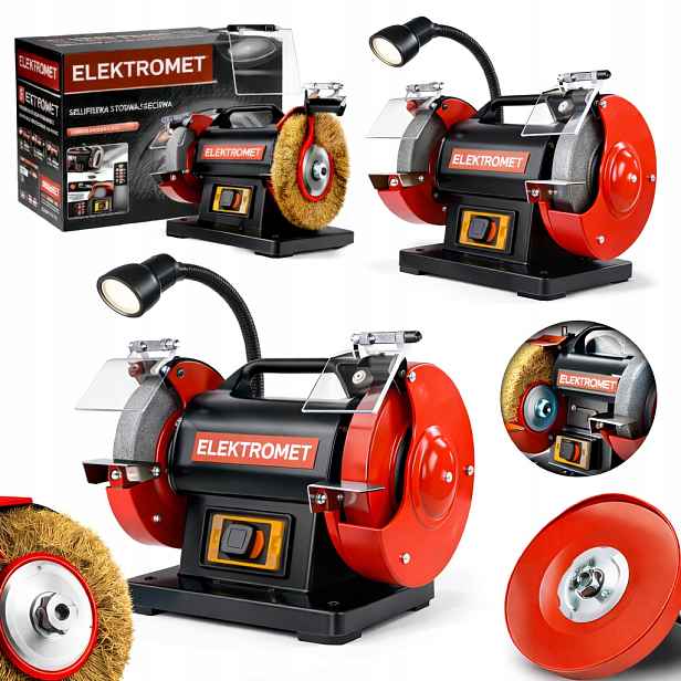 Stolní Bruska 200 W Dvojitá Pro Ostření 2 Kamenů Kotouče Lampička Bl.