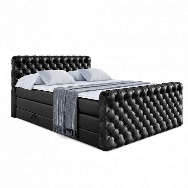 ALTDECOR POSTEL boxspring BOXI8-Z KING – 180 × 200 – H3/H4 – vysoce lesklá černá