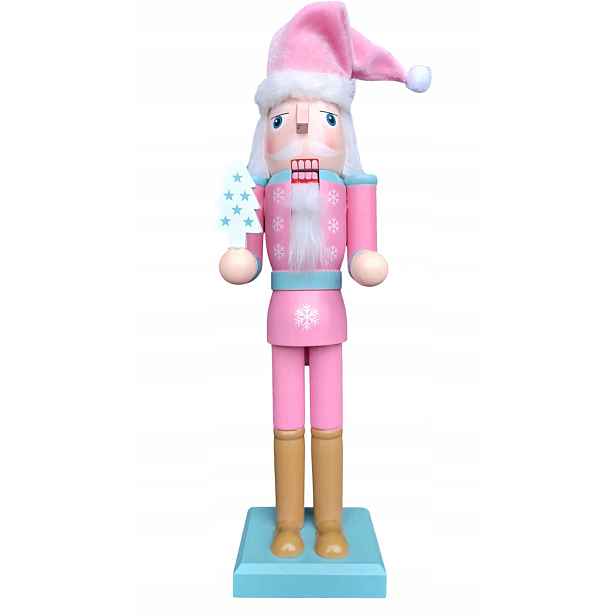 Louskáček dřevěná vánoční figurka 35,5 cm Růžový voják