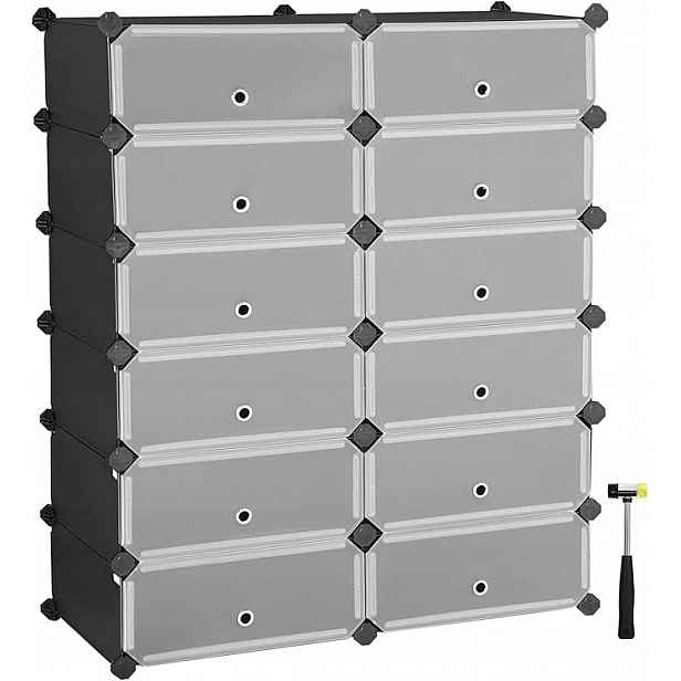 Songmics Regál Na Boty 83x31x105 Černý Modulární Systém 24–35 Párů
