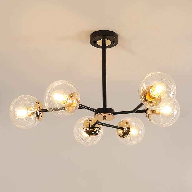 Stropní svítidlo E27 Černý lustr Koule Led Zlatý Loft Retro do kuchyně