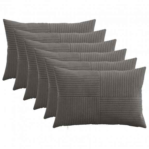 vidaXL Povlak na polštář 6 pcs ALMELO Tmavě šedá 40 x 60 cm manšestr