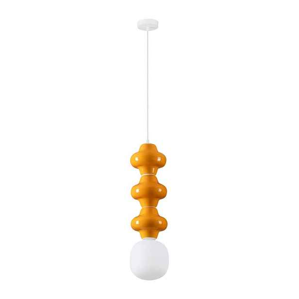 Bílé/oranžové keramické závěsné svítidlo se skleněným stínidlem ø 18 cm Clio – Nova Luce