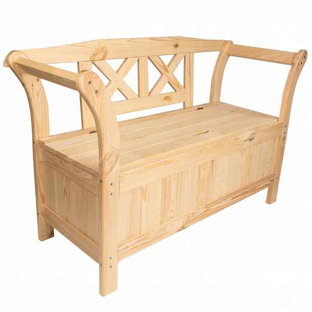 Dřevěná Zahradní Lavička S Úložným Prostorem Na Terasu S Opěradlem 119 cm