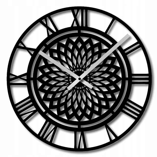 Velké Dřevěné Hodiny Na Zeď 50 cm Tichý Chod Geometrický Design Loft