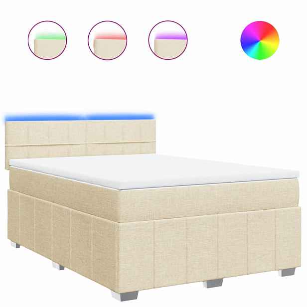 vidaXL Box spring postel s matrací krémová 140x200 cm textil