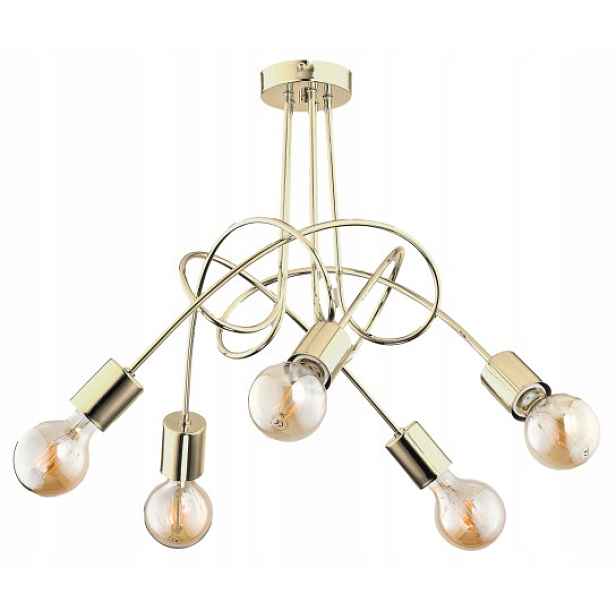 Stropní svítidlo lustr loft glamour zlatý kovový do obývacího pokoje 5 bodů Alfa