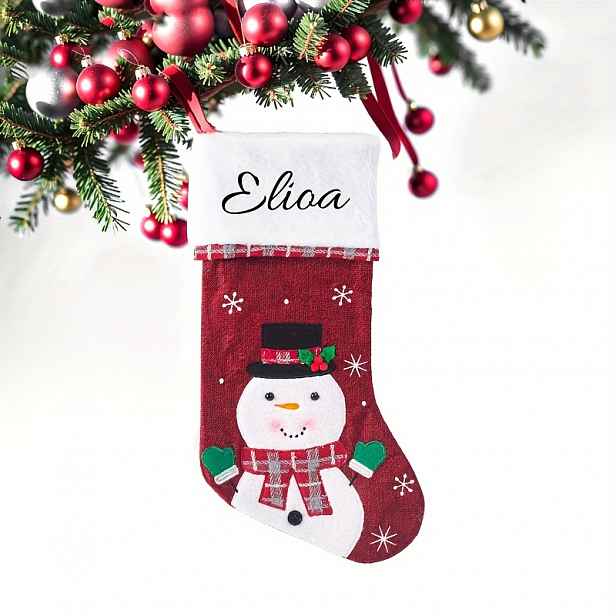 TEMU Personalizované jméno (Vyšívaná vánoční punčocha, dárková taška) Vlastní vyšívané vánoční ponožky - s Santa , sněhuláků, tučňáků a sobů -
