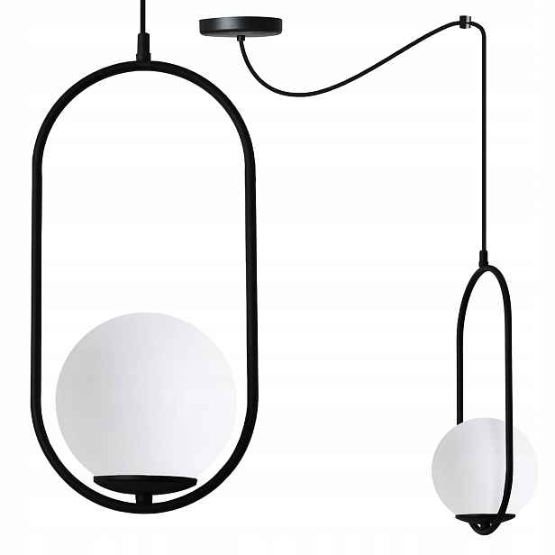 Závěsná Stropní Lampa Lustr Pavouk Černý Jednoduchý Ring Koule Glamour