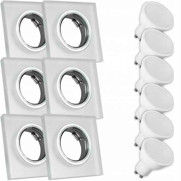6X Skleněná Lampička Moderní Kulaté Stropní Svítidlo Kolo Silné Sklo Námraza Led Žárovka 5W