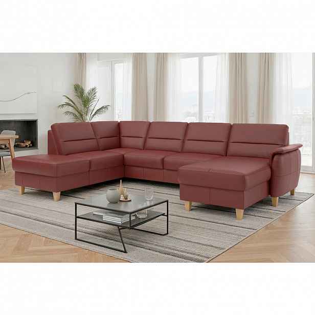 Sit & More SEDACÍ SOUPRAVA, textil, kůže, červenohnědá