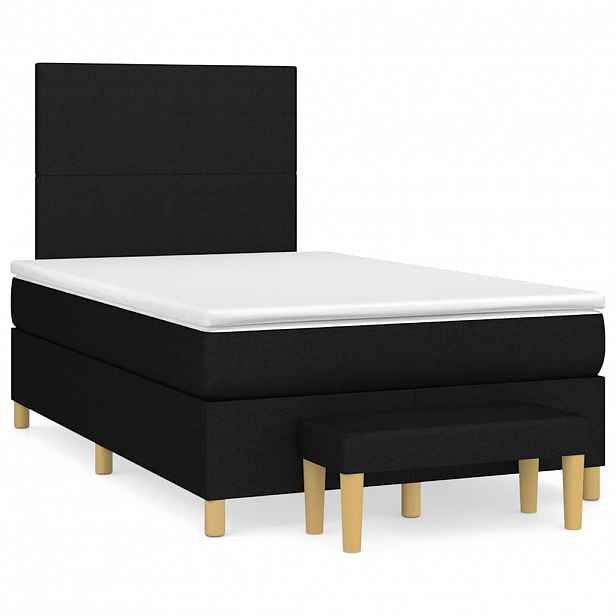 vidaXL Box spring postel s matrací černá 120x200 cm textil