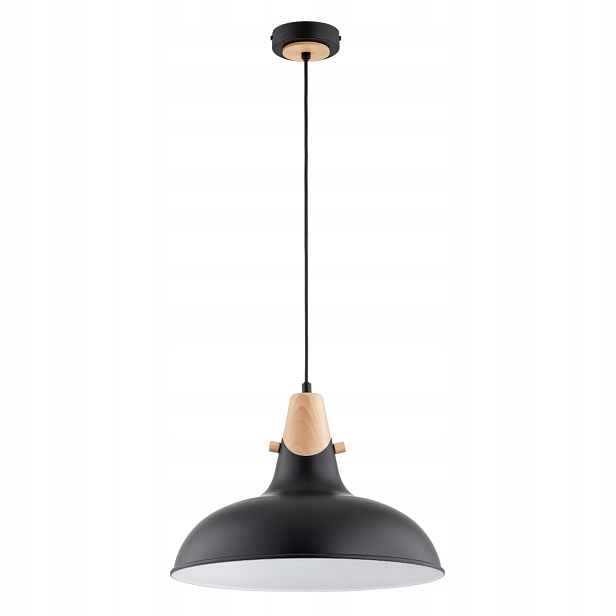 Industriální závěsná lampa černá s dřevem 1xE27 Solo Alfa