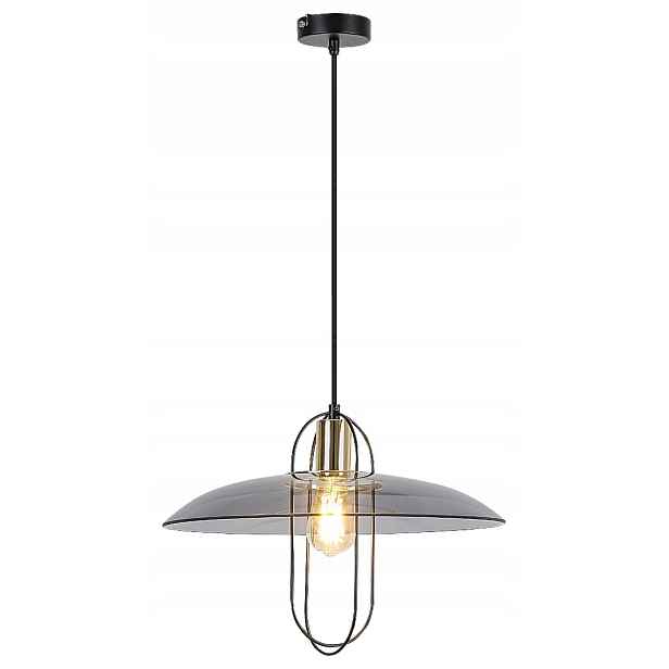 Industriální závěsná lampa, černá, skleněná, kulatá, 40 cm nad stůl Rabalux