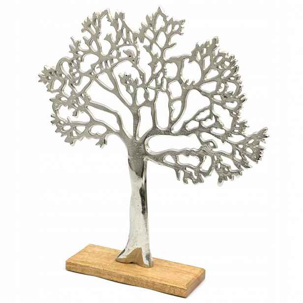 Figurka Dřevo Stříbrná Hnědá Dřevěná Kovová 40 cm Loft