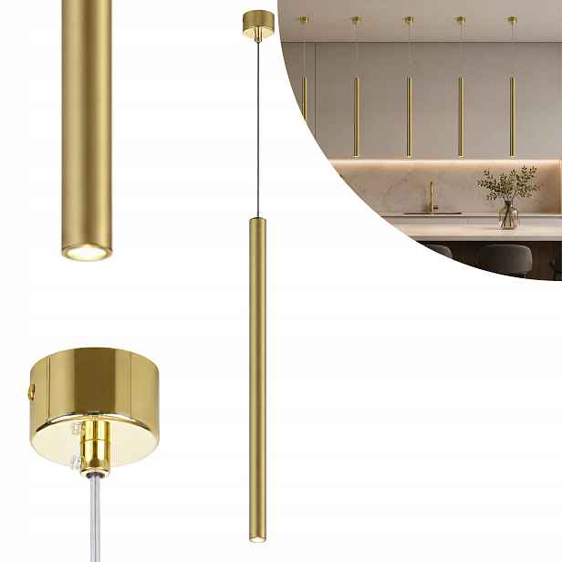 Light Prestige Lungo závěsná lampa zlatá 1xG9 kov IP20 150 cm