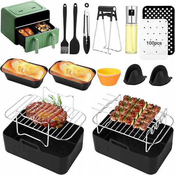 Sada 15 Příslušenství Pro Air Fryer XL Rošt Silikon Formy Papír 100 x