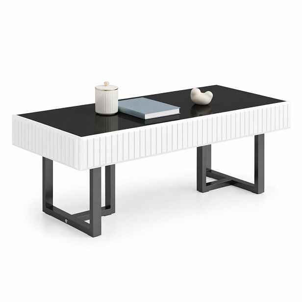 STILVORA KONFERENČNÍ STŮL černobílý, moderní stolní deska, stylový design, do obývacího pokoje, 110×50,5×41 cm