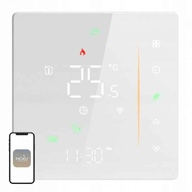 Termostat Moes WHT-006-GB-WH Wi-Fi Elektrické podlahové topení Bílý