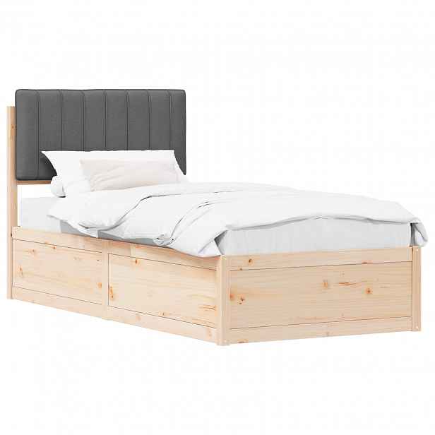 vidaXL Rám postele s čalouněným čelem s čelo Tmavě šedá 90 x 190 cm