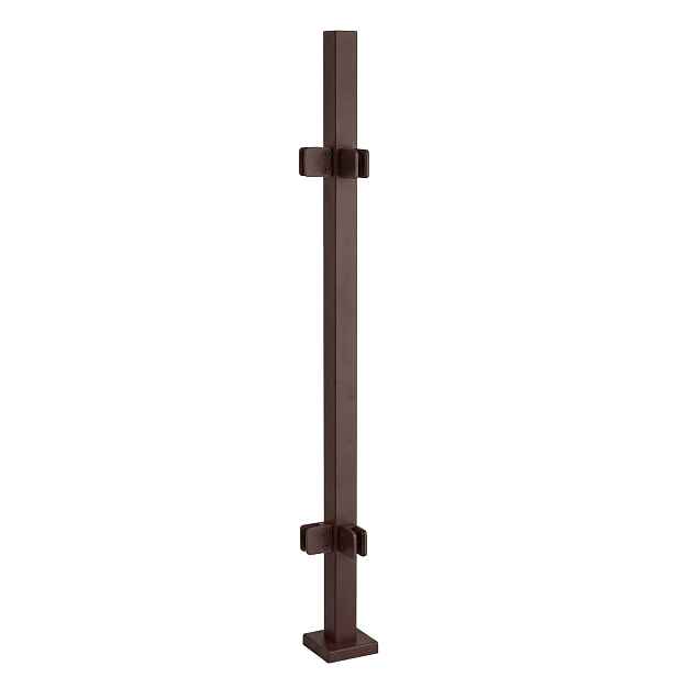 Rohový sloupek 100 cm pro skleněné zábradlí 40x40 Hnědý 4 držáky Loft