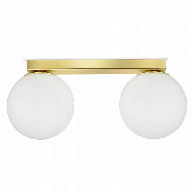 Stropní Svítidlo Lustr Stropní Svítidlo Zlatá Skleněná Bílá Kule Glass B2 Led G9