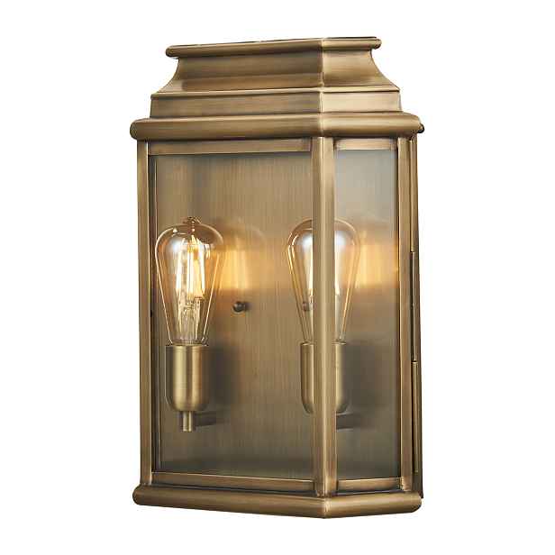 Venkovní zahradní nástěnná lampa Elstead, klasická, zestárlá, mosazná