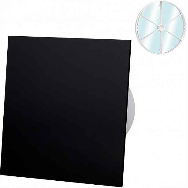 Ventilátor Plexi Černý Lesk Časovač Senzor Vlhkosti Zpětný Ventil Fi 125
