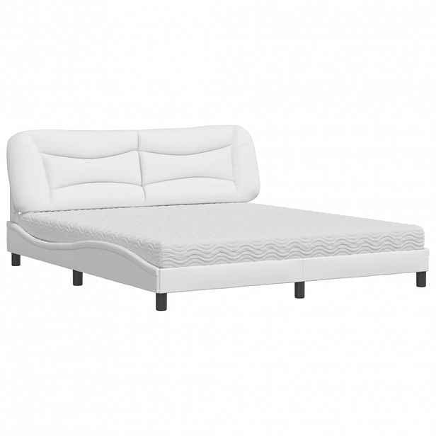 vidaXL Postel s matrací Hvar bílá 180 x 200 cm umělá kůže