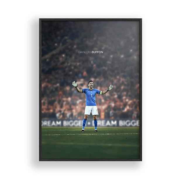 Obraz Gianluigi Buffon Reprezentace Itálie Rámeček Dřevěný Černý 30x42 cm