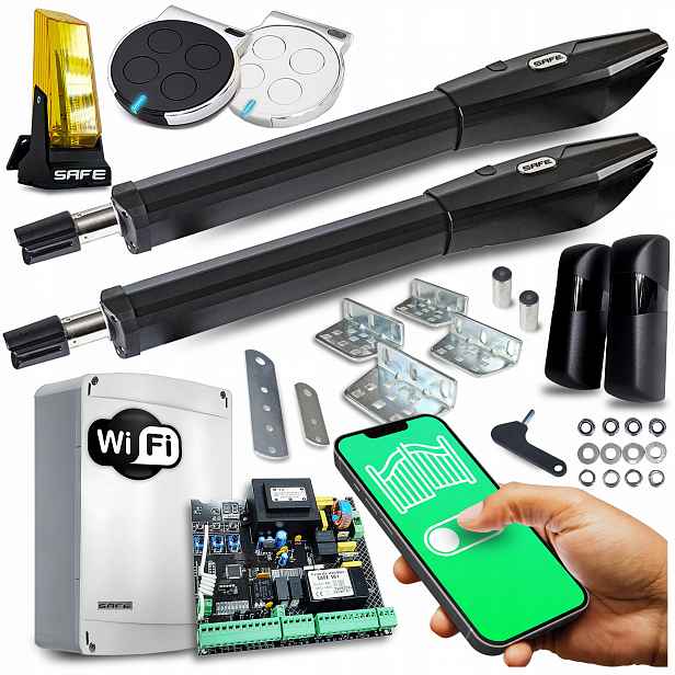 Set Pohon Pro Dvoukřídlovou bránu 9 m Lampa automat Wifi koncovky dálkové ovládání