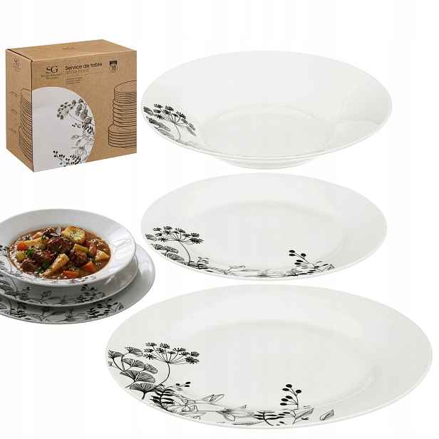 jídelní servis Pro 6 Osob White Floral, stolní nádobí, talíře
