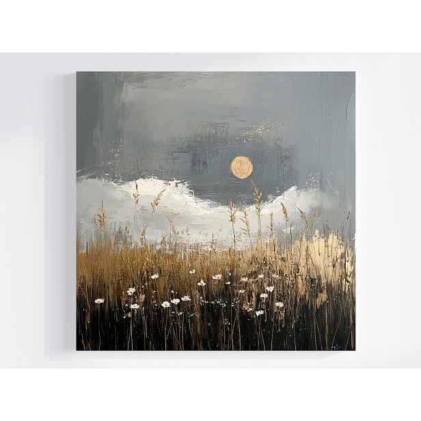 Obraz Na Plátně Canvas Abstrakce Krajina Pole Obilí Noc Měsíc 50x50