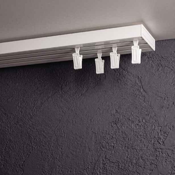 Plastová třířadá stropní kolejnice ALBERTO bílá, různé rozměry, žabky s válečkem Mybesthome Rozměr: 350 cm (170 cm + 180 cm)