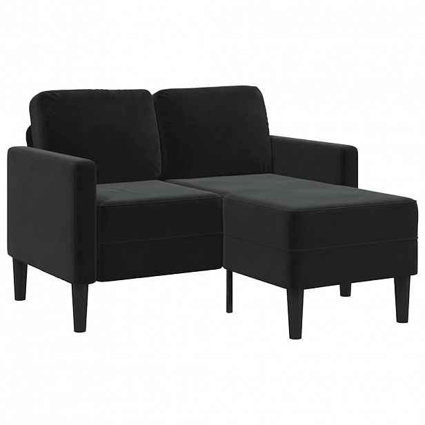 vidaXL Dvoumístná pohovka s lenoškou ve tvaru L, černá 125 cm, samet