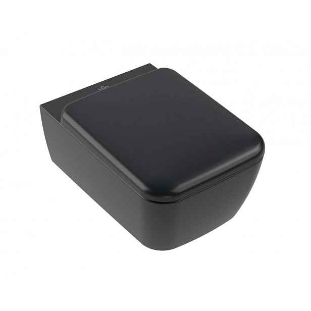 Villeroy & Boch Skyla - Závěsné WC se sedátkem SoftClosing, TwistFlush, DirectFlush, CeramicPlus, Pure Black 4682CLR7