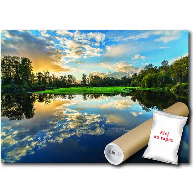 Vinylová fototapeta jezero voda obloha mraky odraz krajina výhled 152x104