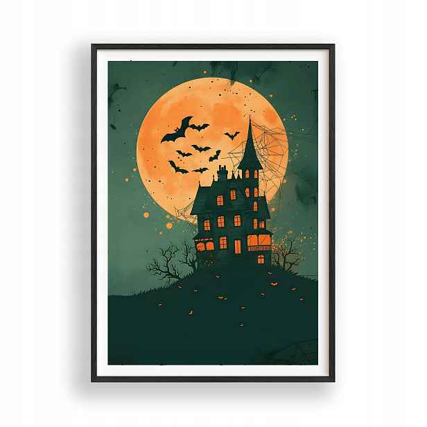 Halloweenský Plakát A3, černý dřevěný Rámeček , 30x42 cm