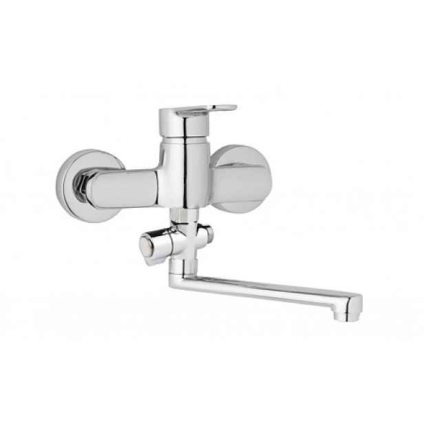 JB Sanitary MIRAM M103710 - Nástěnná umyvadlová a sprchová baterie MIRAM 150 mm; otočný přepínač; bez příslušenství; ramínko 300 mm