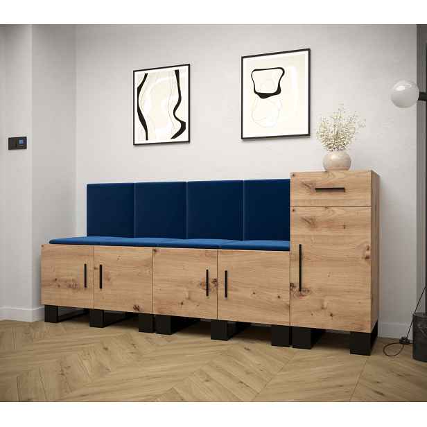 Předsíňová sestava RUMIE 17 - dub artisan, modré panely