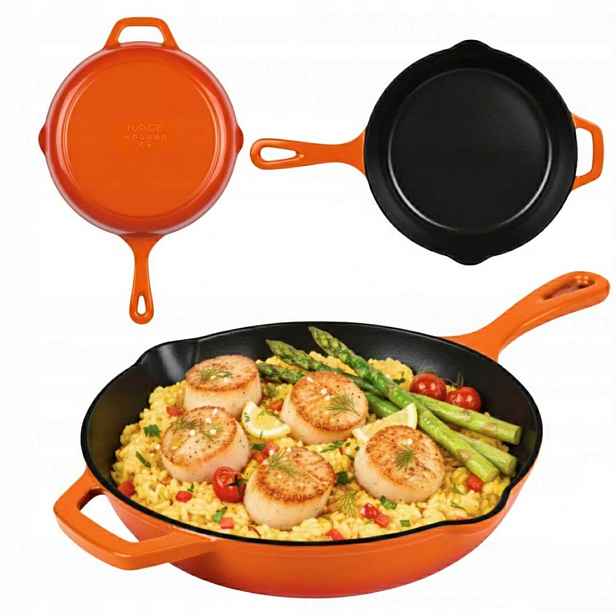 Smaltovaná litinová pánev 26 cm oranžová
