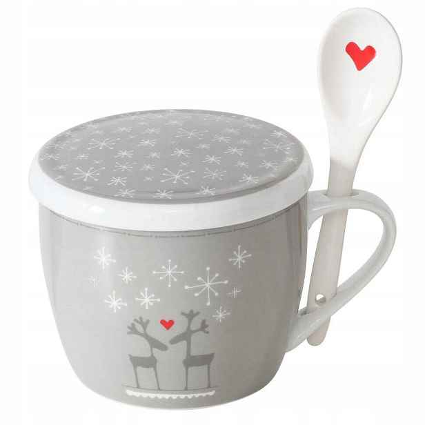 Vánoční Jumbo Hrnek S Víčkem A Lžičkou, Porcelánový, 600 ML